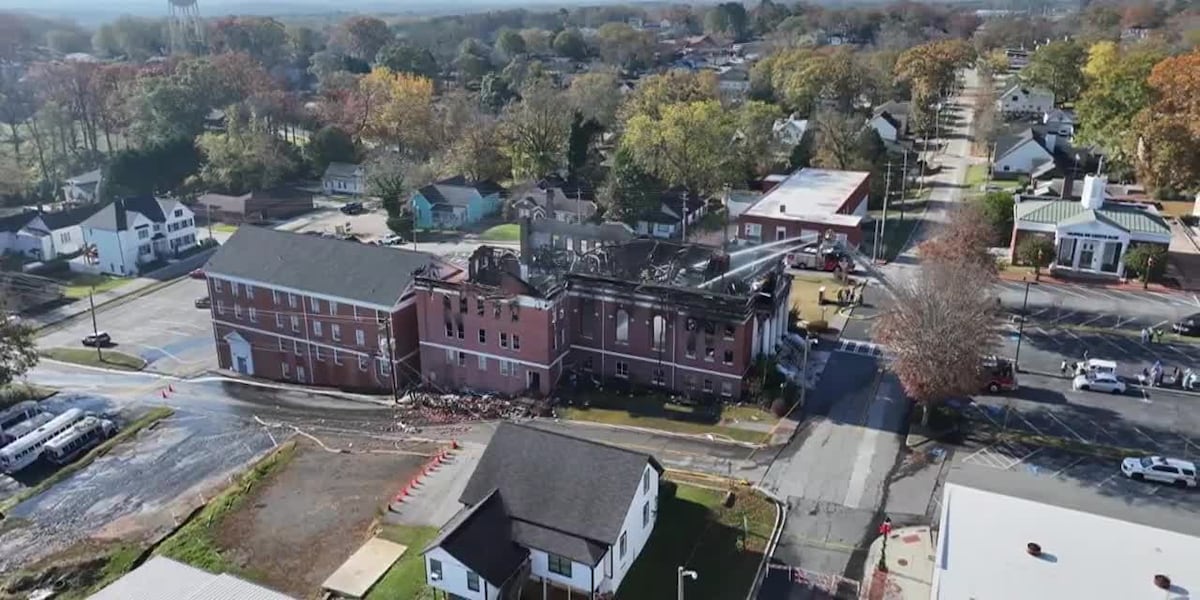 AERIAL VIEW: Historic church in downtown Buford gutted by fire overnight [Video]