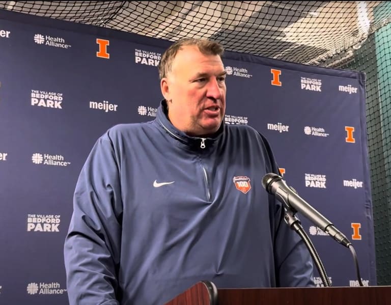 Watch: Illini coach Bret Bielema post game vs. Northwestern [Video]