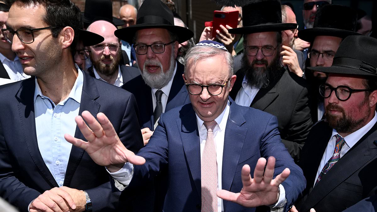 Anthony Albanese is heckled as he tries to leave synagogue – as large crowd swarms around him [Video]