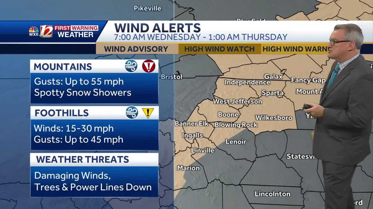 Soaking rain through Wednesday in North Carolina, mountain snow [Video]