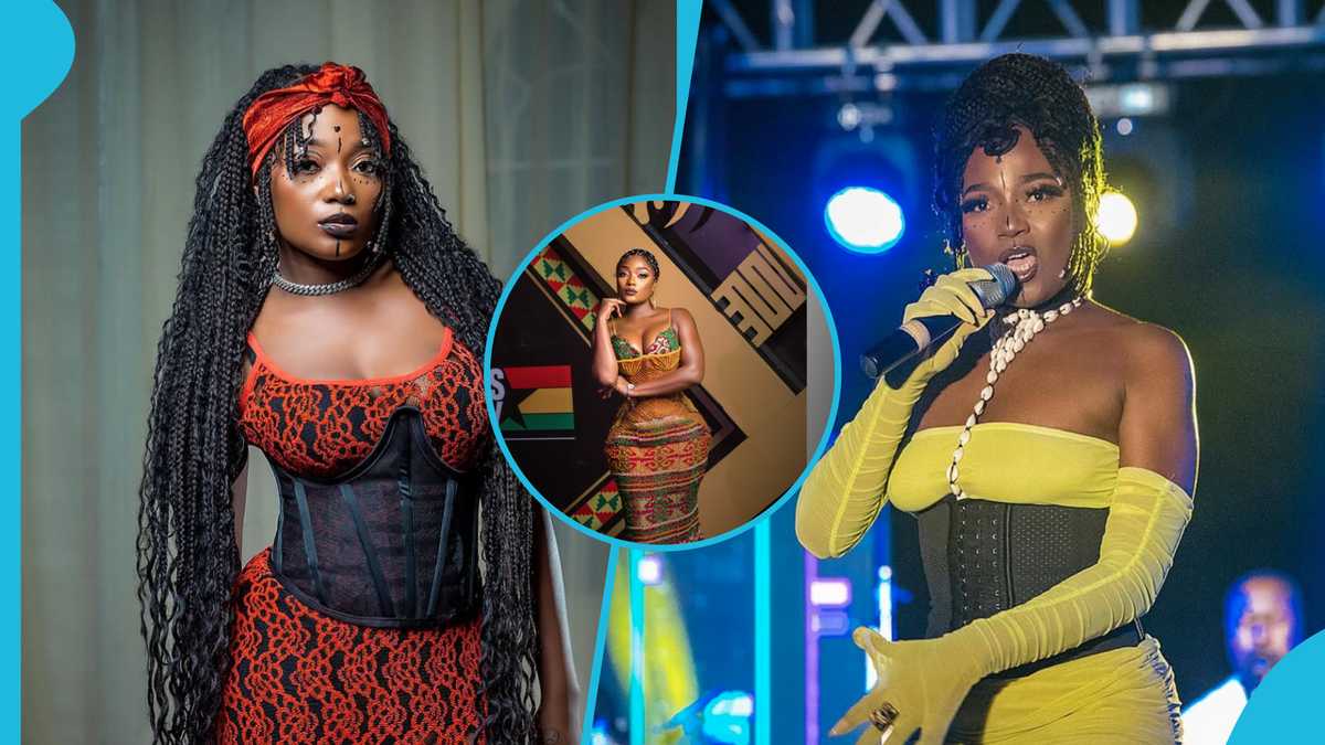 Efya: Ghanaian Musician Looks Regal In An Embellished Corseted Mermaid Kente Gown And Classy Makeup [Video]