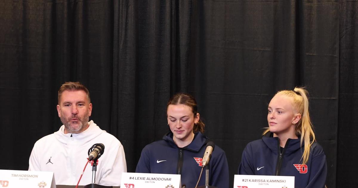 Dayton’s Tim Horsmon, Lexie Almodovar and Karissa Kamniski full press conference before NCAA Sweet 16 Volleyball Tournament Match [Video]