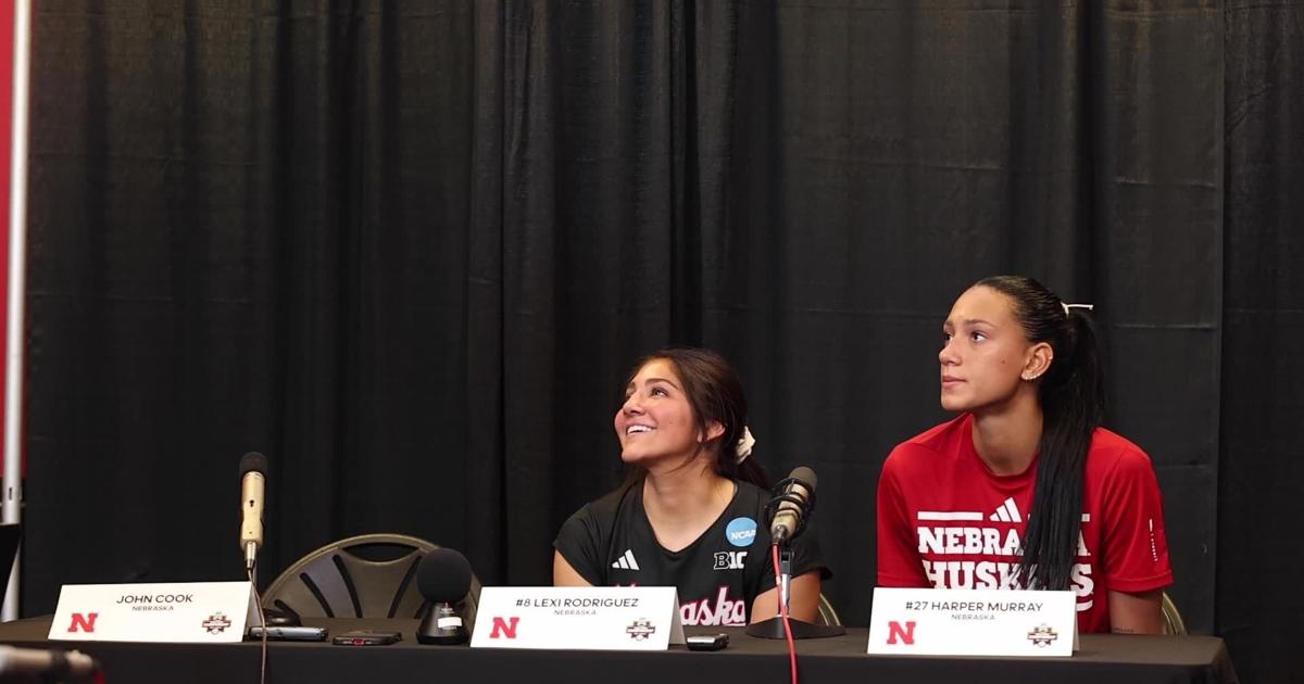 Nebraska’s John Cook, Lexi Rodriguez and Harper Murray after Elite Eight win over Wisconsin [Video]