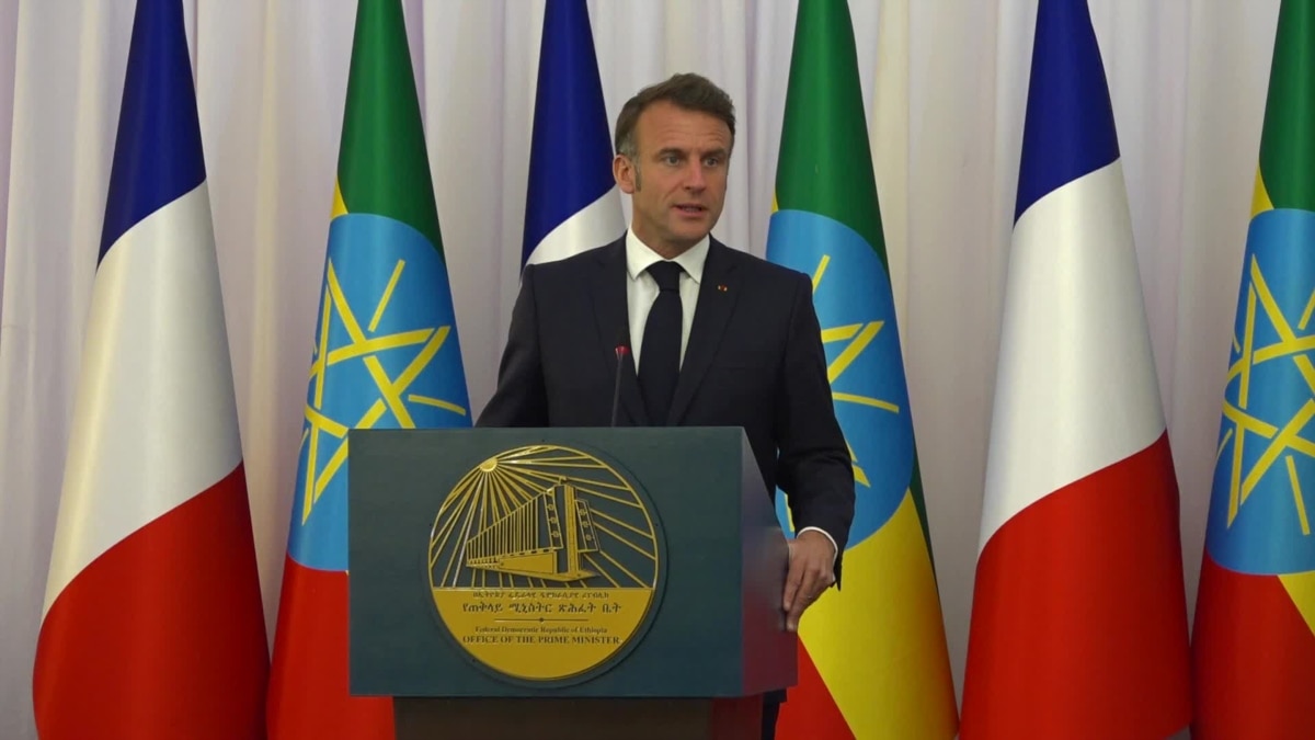 French President Emmanuel Macron speaking at a joint press conference in Addis Ababa on Dec. 21, 2024. [Video]