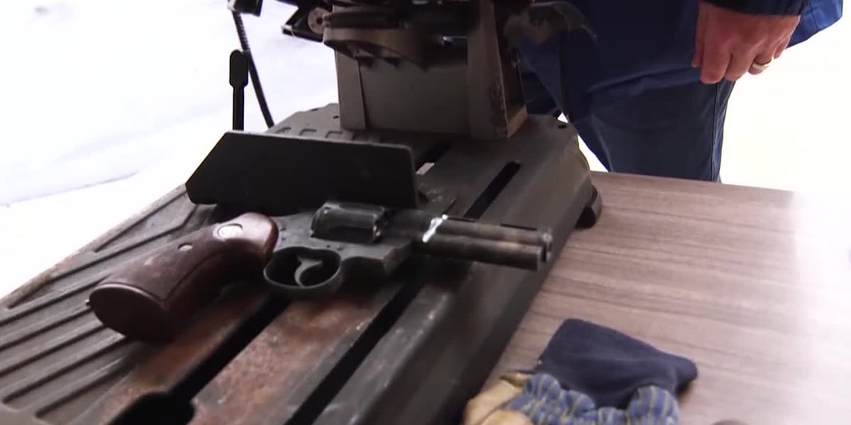 Man destroys guns after school shooting [Video]