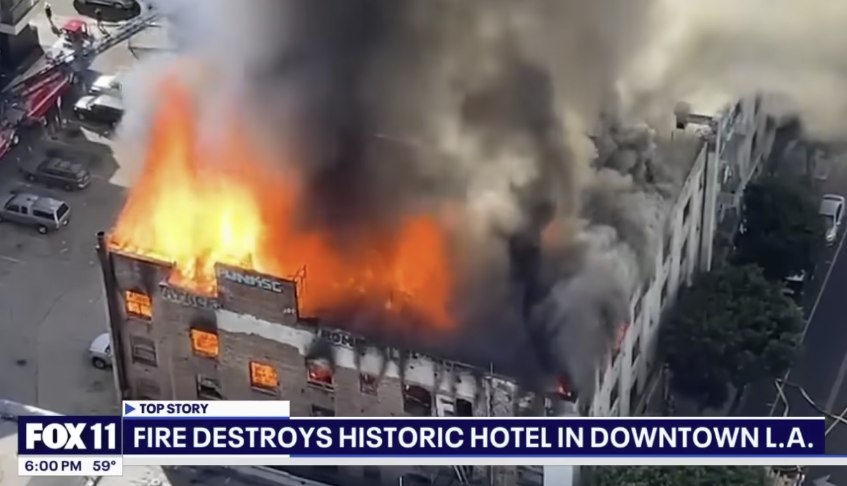 LAs Morrison Hotel  Location of Famous the Doors Album Cover  Destroyed in Fire [Video]