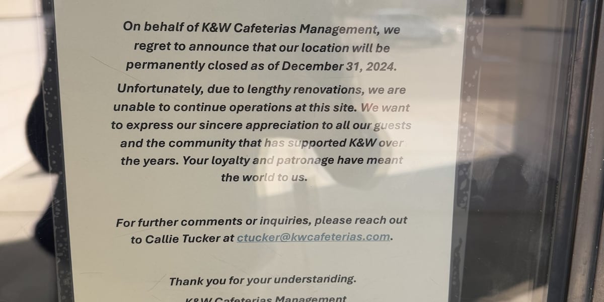 K&W Cafeteria has shut down effective immediately [Video]