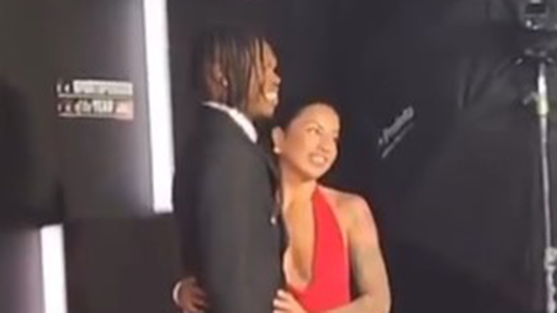 Travis Hunter and under-fire fiancee Leanna Lenee put on united front in red carpet appearance after controversies [Video]