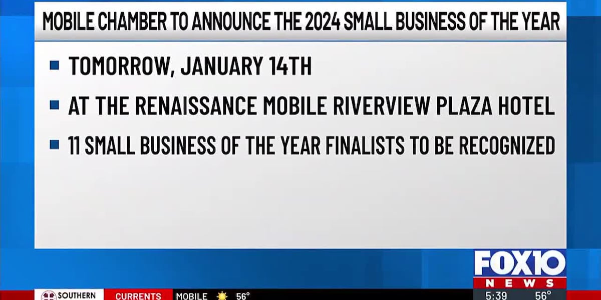 Mobile Chamber of Commerce announcing the 2024 Small Business of the Year tomorrow [Video]