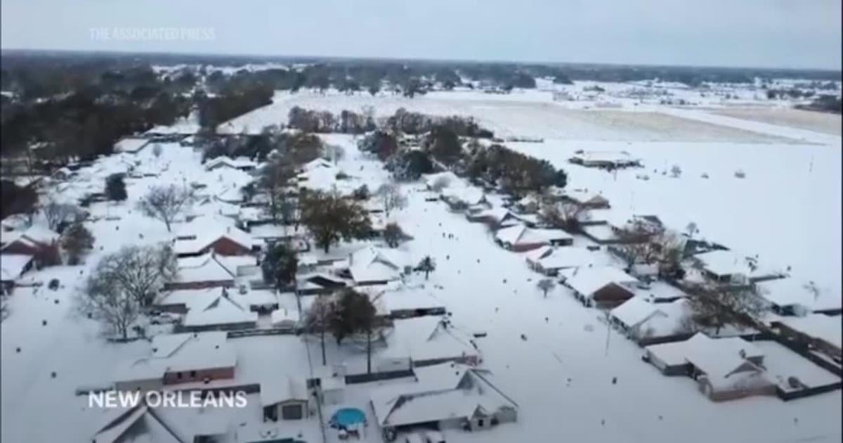 Aerial video shows snow covering parts of New Orleans