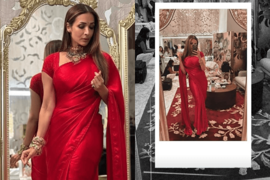 Malaika Arora’s cherry red saree at an event makes social media go gaga: “Saree suits her more” [Video]