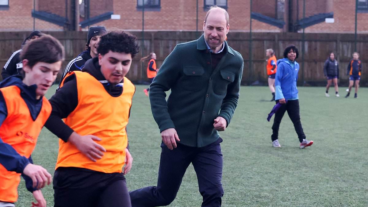 Prince William enjoys a football game during visit to youth hub in Toxteth – and makes a light-hearted joke about his skills [Video]